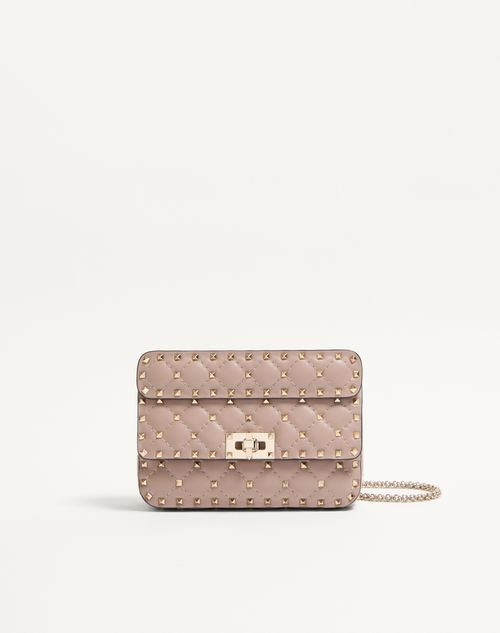 Valentino Garavani - Small Nappa Rockstud Spike Bag - Poudre - Woman - Shoulder Bags